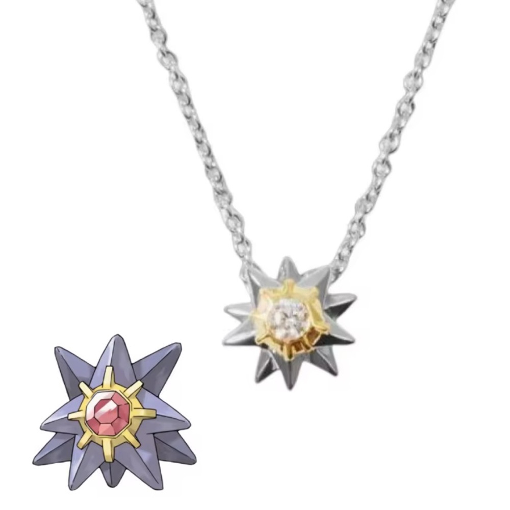 925 Sterling Silver & Gold Pokemon Starmie Unisex Necklace Pocket Monster Anime